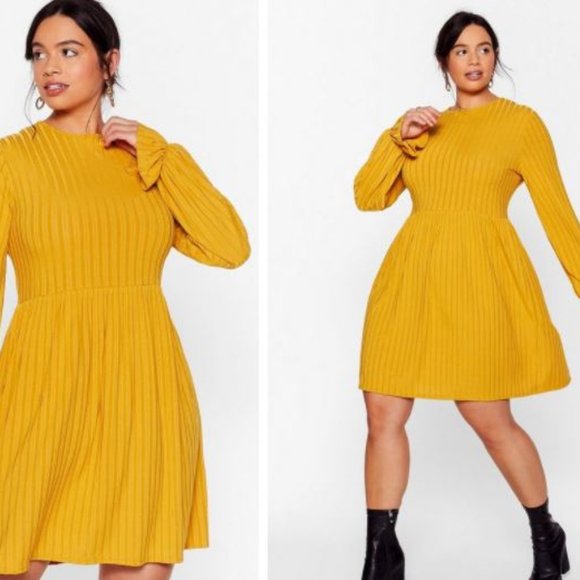 Nasty Gal Ribbed Long Sleeve Plus Size Dress - Picture 9 of 9